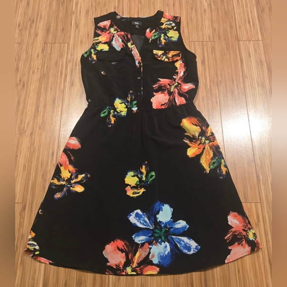 Mossimo Supply Co. Dresses & Skirts - Mossismo Floral Sleeveless Dress - Black with Multicolor Accents
